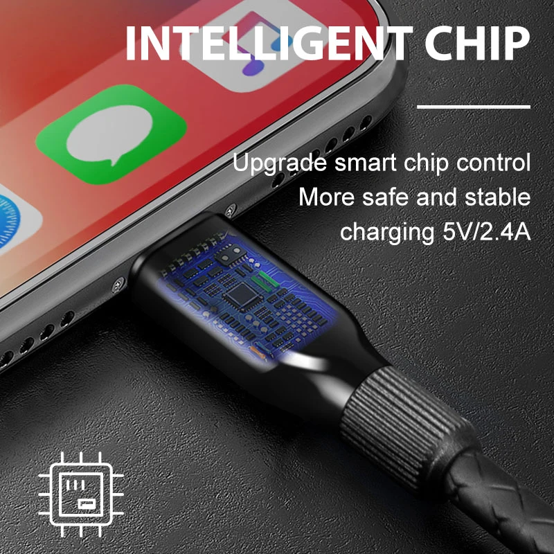 USB-кабель iONCT 3A для быстрой зарядки и передачи данных iPhone X XR XS Max 8 Plus 7 6 iPad 1 м TPE шнур