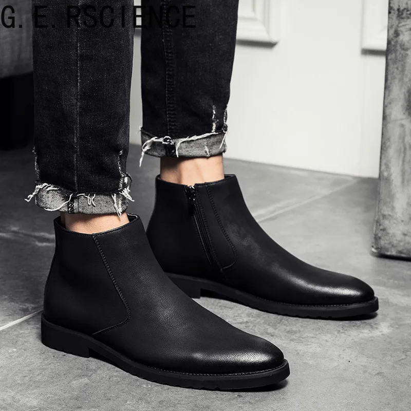 2021 new men's shoes Martin men's boots British business suits high-top fashion zipper retro Chelsea boots