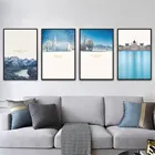 Современный архитектурный постер гор, большое синее озеро, холст, печать, живопись, настенное искусство, гостиная, украшение для дома