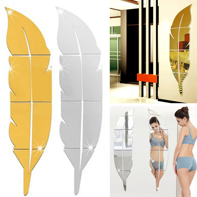 

2021 New Creative Wall Stickers Mirror Stickers Decal Leaf Shape For Living Room Mirrors For Bedroom Fashion Home Decoration
