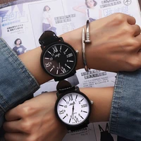 1pcs romantic big dial watch leather band watch fashion cute wristwatch women men clock quartz watches women clock