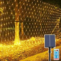 1 5m 3m 6m width solar led net light outdoor mesh light garland with remote bushes tree wrap mesh fairy twinkle string lights