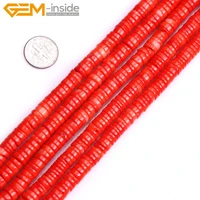 gem inside red rondelle heishi shape coral beads for jewelry making bracelet necklace 15inch diy gift