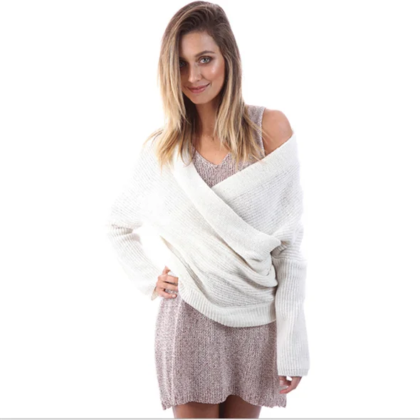 Женский вязаный свитер сексуальный пуловер с вырезом в виде буквы V Повседневный