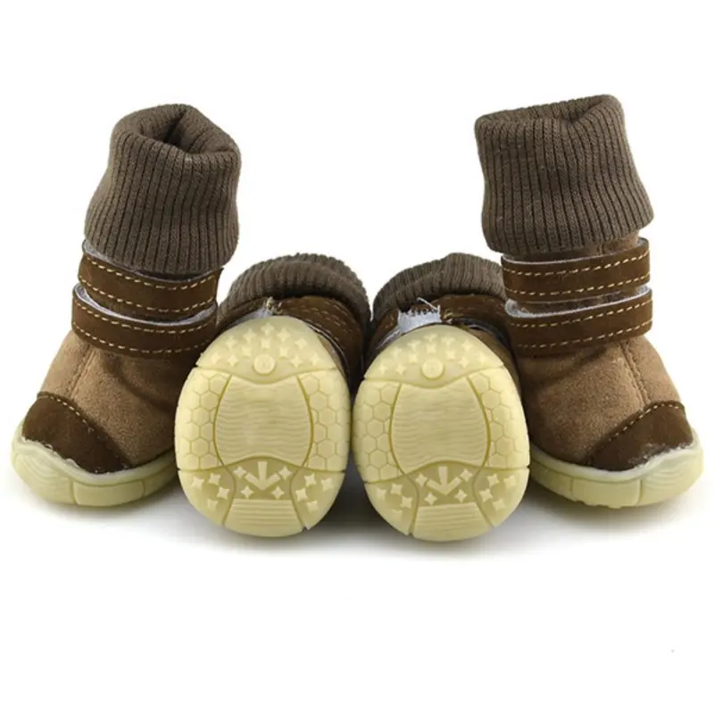 Snow Boots Teddy Dog Shoes Winter Animal Anti-Slip Cotton Soft Leather Waterproof Warm | Дом и сад