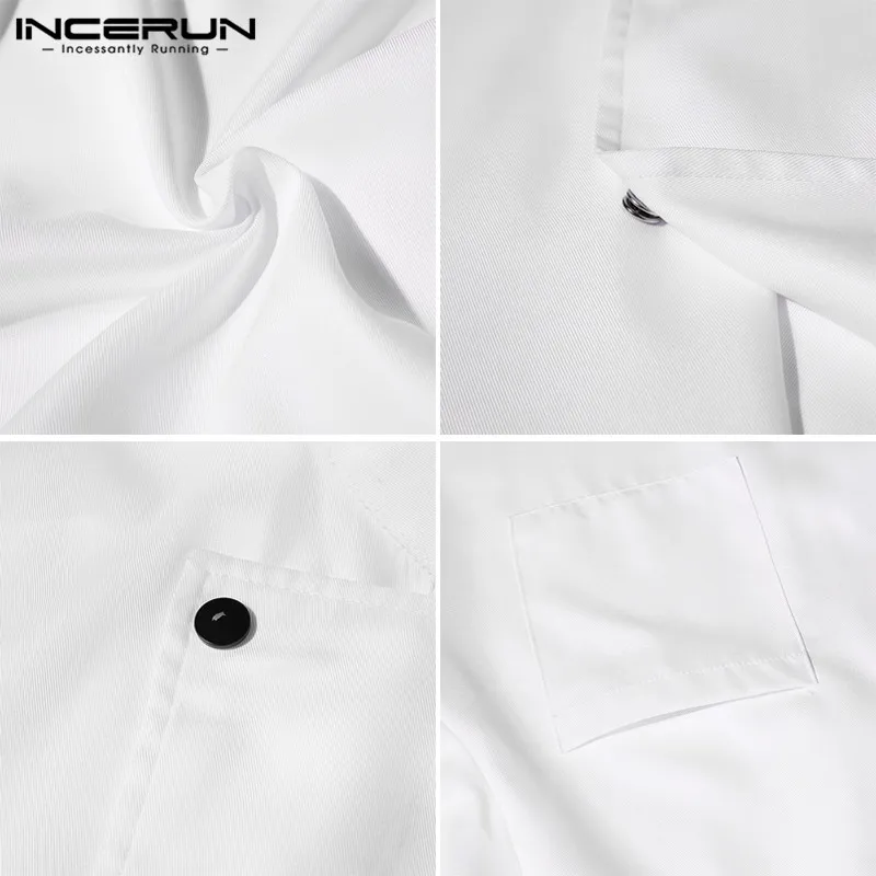 

INCERUN Kitchen Restaurant Chef Uniforms Short Sleeve Solid Color Waiter Catering Food Service Clothes Casual Unisex Tops S-5XL