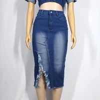 African Summer Womens Sets Casual Slim Jeans Dress Women Short Jacket tassel Skirt Jeans Denim 2 Piece Set Denim Matching Set