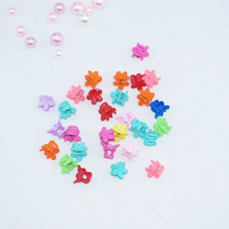 random 10pcs Мини цветок милые заколки для волос мультфильм девушки милый кролик дети воск для волос прекрасный карамельный цвет скраб маленькие крабы коготь волос - Цвет: random 10pcs