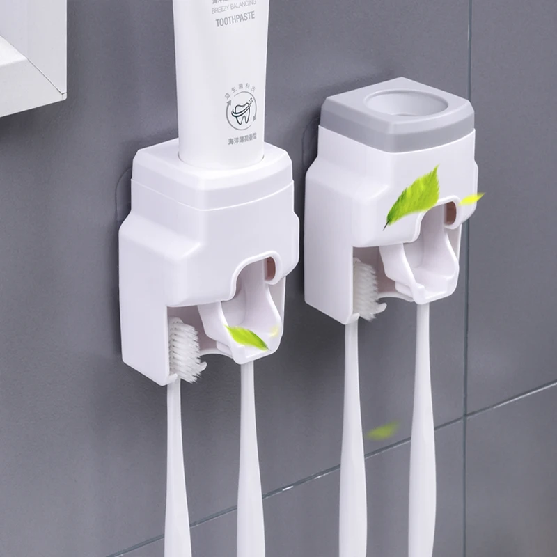 

Creative Wall Mount Automatic Toothpaste Dispenser Bathroom Accessories Waterproof Lazy Toothpaste Squeezer Toothbrush Holder