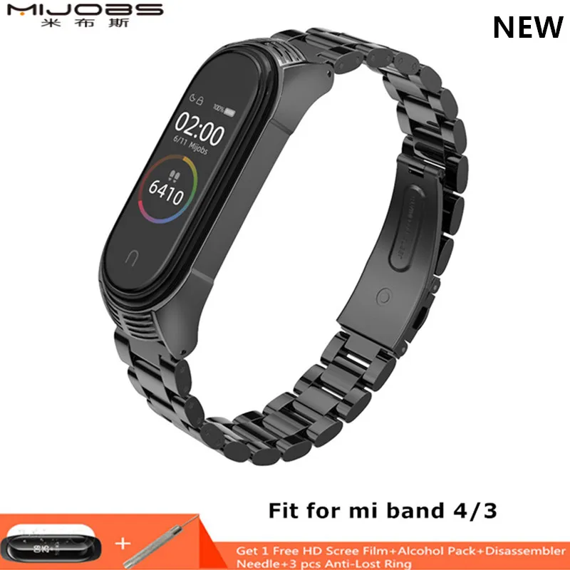 Металлический браслет Mijobs для Xiaomi Mi band 4 Безвинтовой из нержавеющей стали умного
