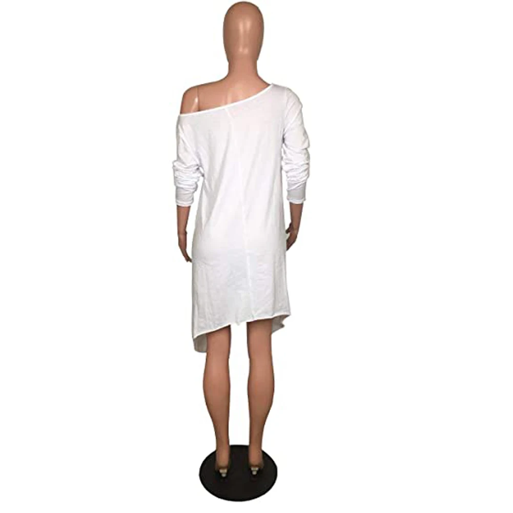 

Women Casual Loose Dress Ladies Fashion Off Shoulder Dresses Female Dress Streetwear Plus Size Clothes Vestidos