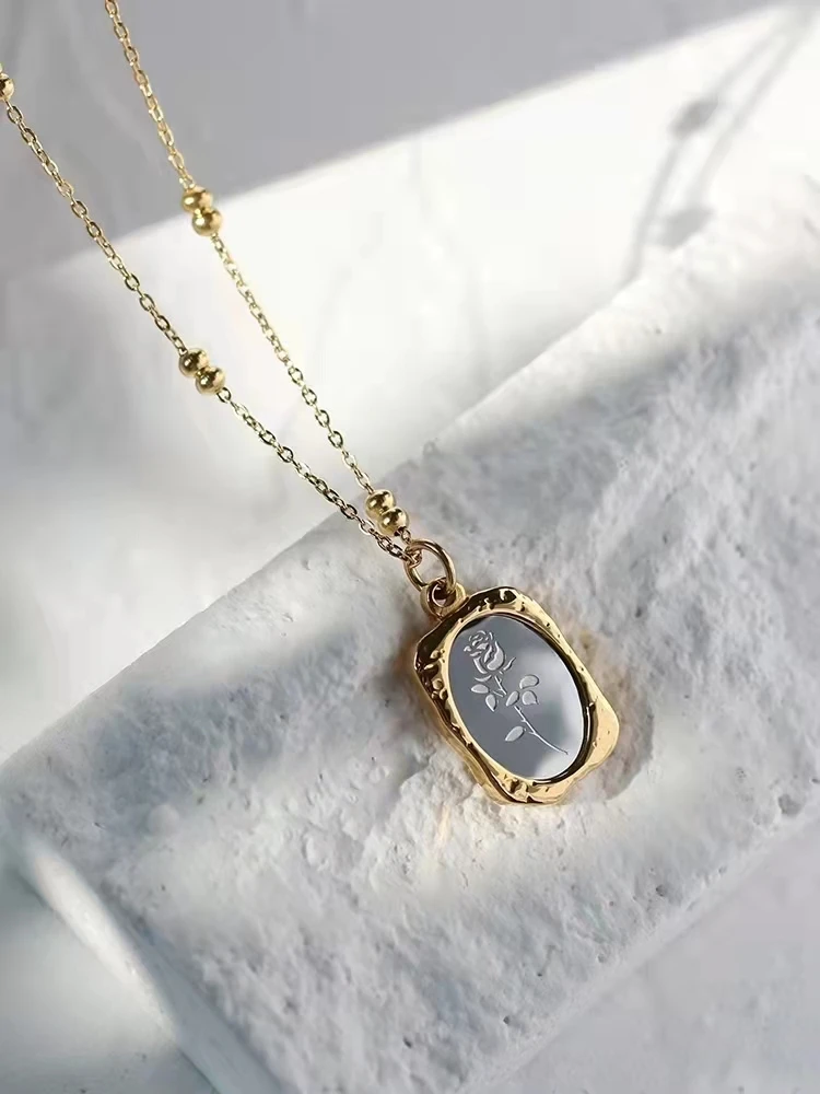 Романтическое винтажное женское ожерелье из нержавеющей стали с подвеской в