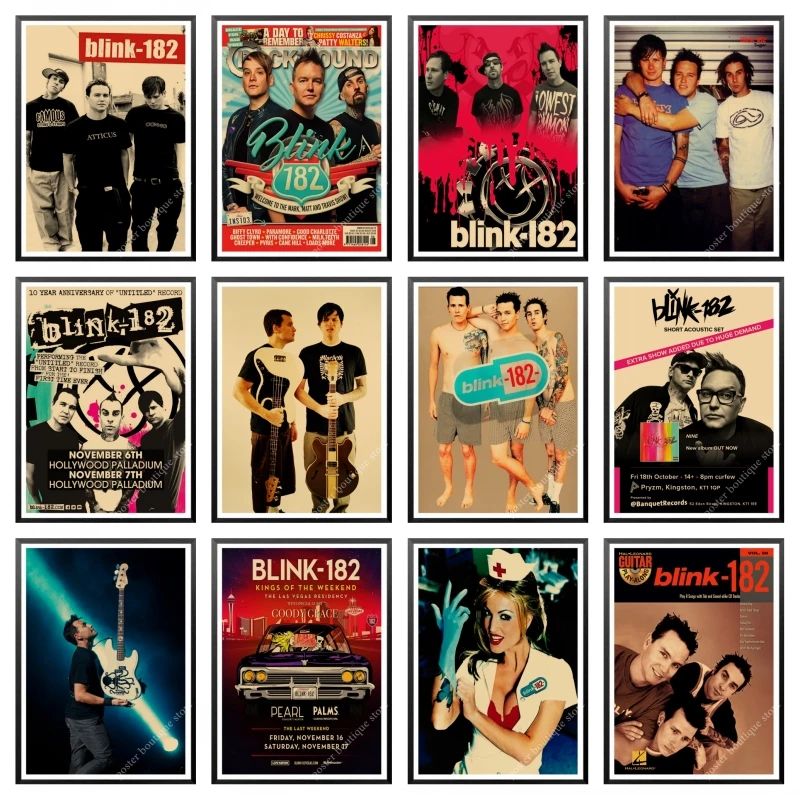

Blink 182 rock band Kraft retro punk rock poster European and American music team star drawing retro poster
