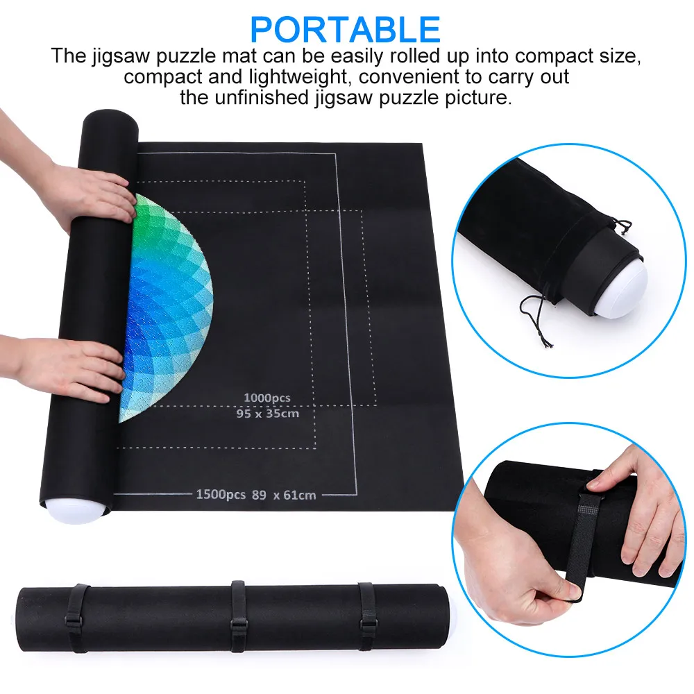 

Professional Jigsaw Blanket Puzzles Roll Mat Felt Storage Mat Up To 1500 PCs Puzzle Accessories Portable Travel Storage Bag