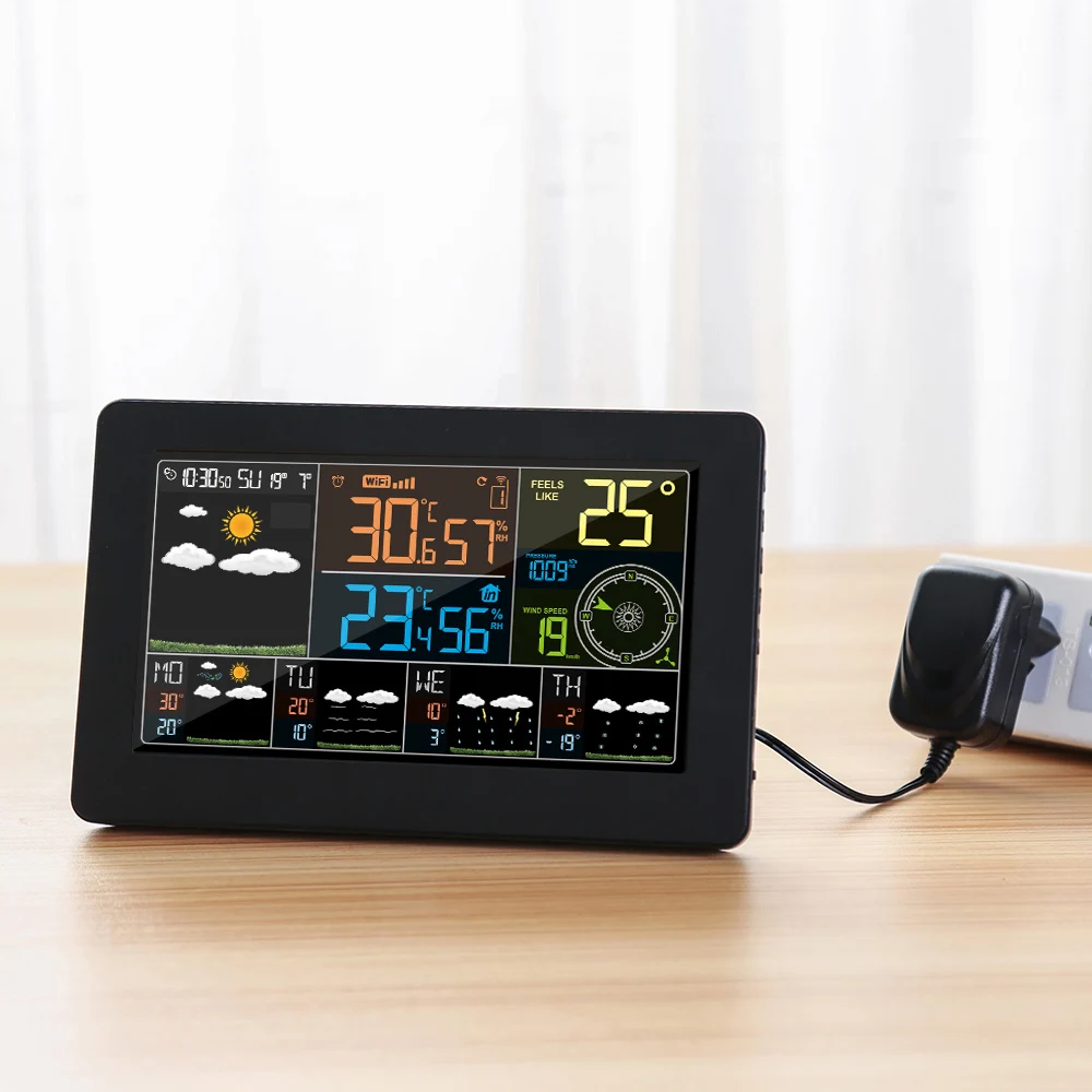 Weather Station wifi With 3 Sensor Thermometer Hygrometer Barometr Wireless Indoor Outdoor Table Watch EU Power Adapter Tools |