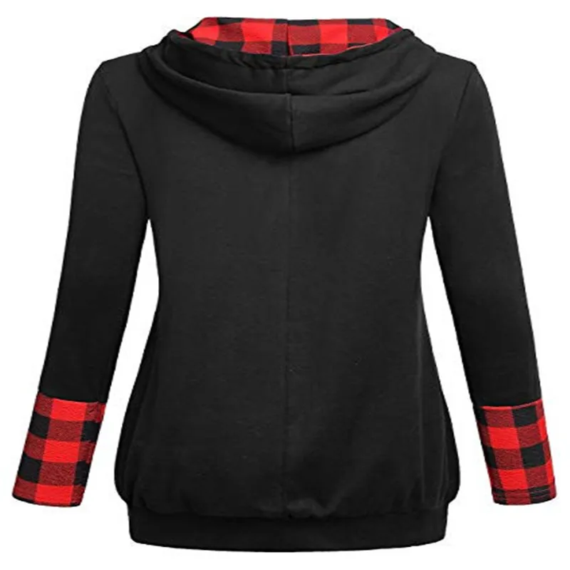 Новинка женская клетчатая рубашка с капюшоном диагональным воротником круглым
