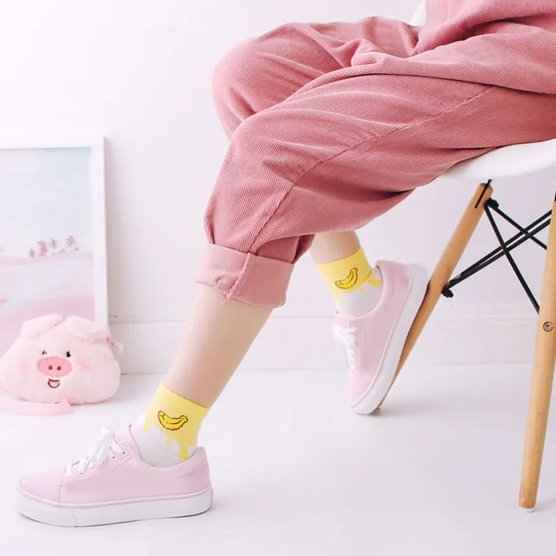 

Fashion Cute short socks Cartoon Fruit Ankle Socks Korean Kawaii Funny Socks women's socks street Skatebord Soft Summer sock