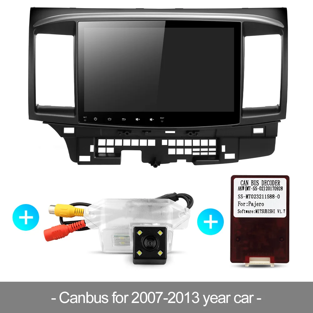 with canbus camera Uniway AYS1071 Android 9,0 автомобильный dvd для Защитные чехлы для сидений, сшитые специально для Mitsubishi Lancer 10,1 дюймов 2008 2009 2010 2011 2012 2013 автомобильный стерео GPS навигатор - Цвет: with canbus camera