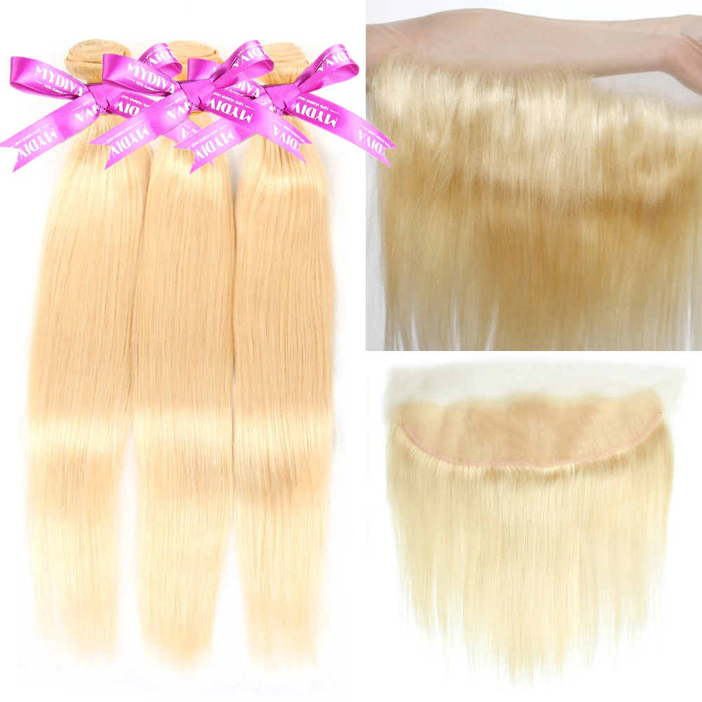 613 пучков с фронтальным перуанским пучком волос закрытием Remy прямые человеческие