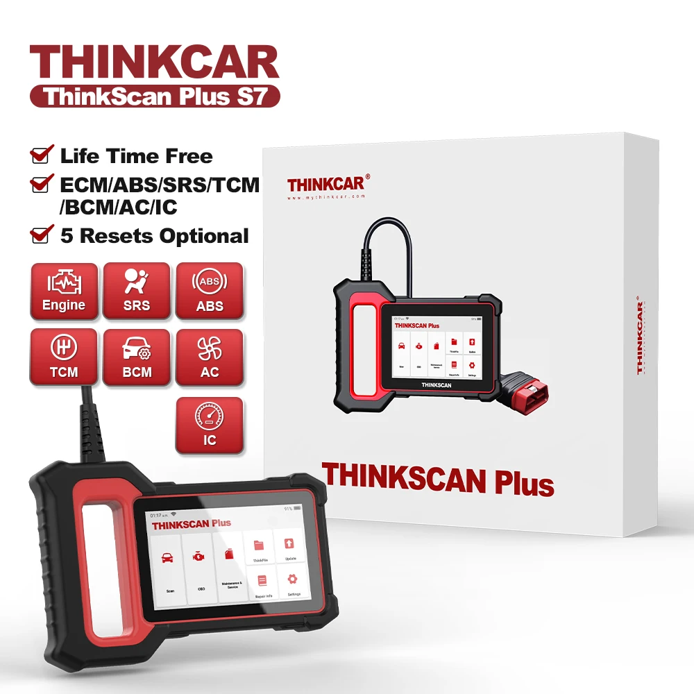

THINKCAR Thinkscan Plus S7 Lifetime Free Optional 5 Resets Car Diagnostic Tool ECM/TCM/ABS/SRS/BCM/IC System OBD2 Auto Scanner