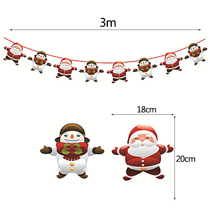 G06 santa snowman 3 м Рождественское украшение Баннер Санта Клаус Снеговик Олень Рождественское дерево носок звезда настенный Бумажная гирлянда для нового года Рождество украшения - Цвет: G06 santa snowman