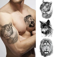 lion tiger cool temporary tattoo sticker fashion wolf waterproof animal body art arm tatto fake removable tatoo for men women