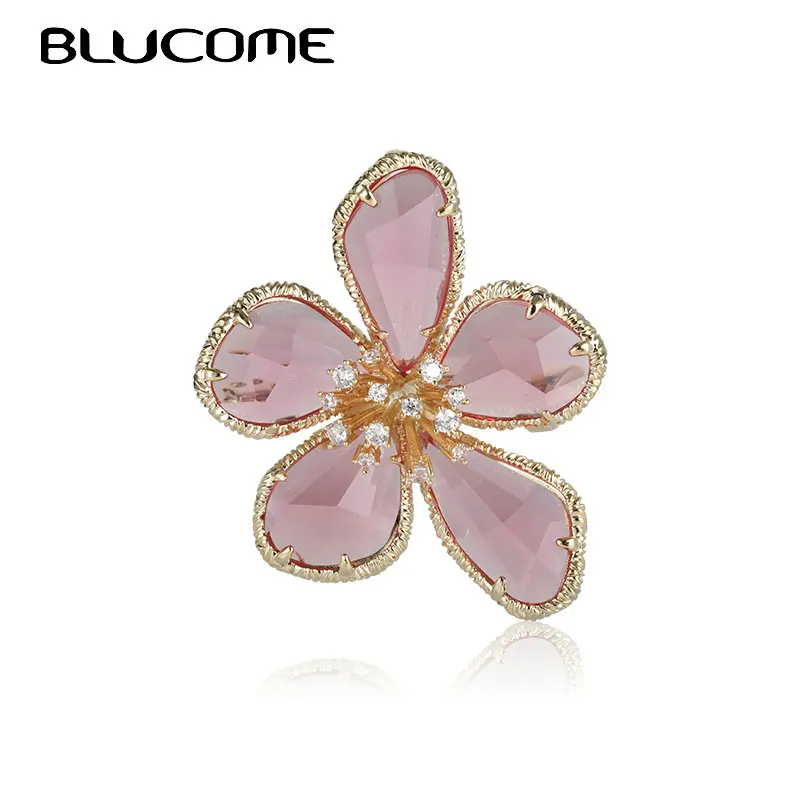 Женская брошь в форме цветка Blucome из меди с фианитом свадебный аксессуар для