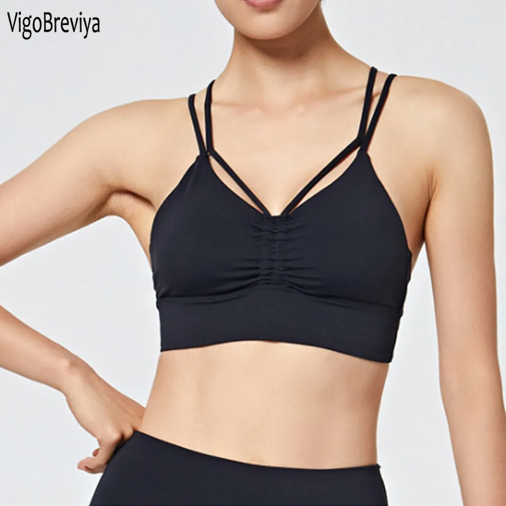 

VigoBreviya Push Up Sports Bra Women Wireless High Impact Workout Yoga Top Crop Fitness Padded Wear Running Gym Brassiere Vest