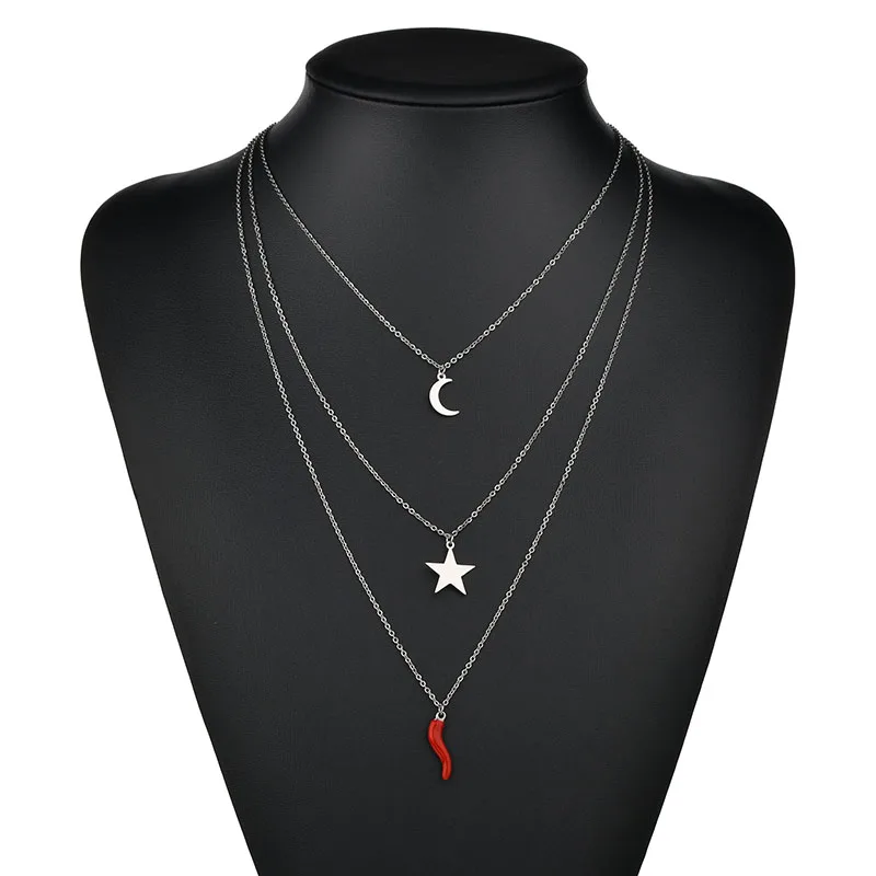 ELSEMADE подвеска Звезда Луна ожерелье для женщин ювелирные изделия из нержавеющей