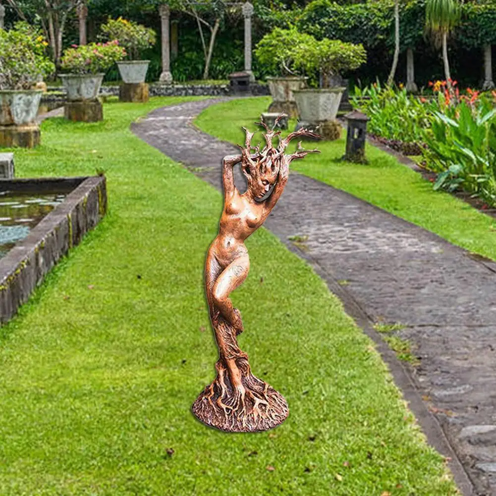 

Forest Goddess Statue Resin Ornaments Garden Handicraft Man God Green Ornaments Tree Statue Ornaments