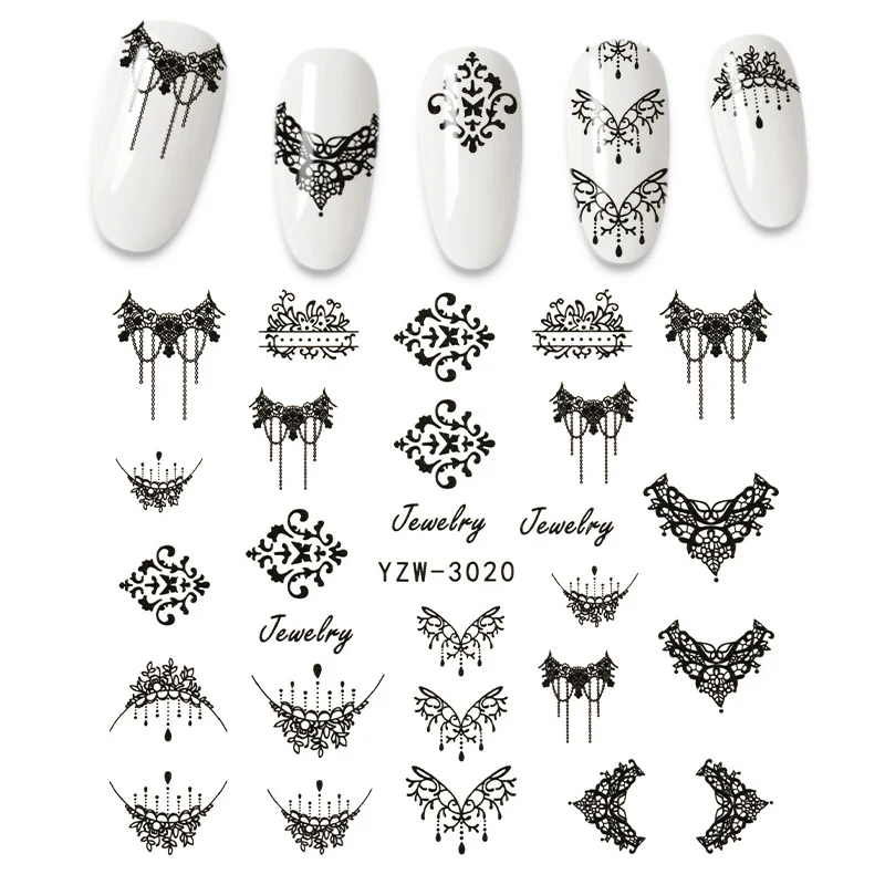 

New Products Retro Tassel Butterfly Classic Feather Skull Feature Nail Art Sticker Colorful Water Sticker DIY Nail Sticker Slide