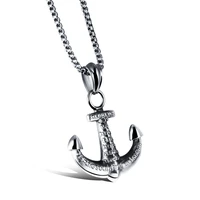 starose carved anchor necklace men 316l titanium steel 55cm chain christian cross pendant necklaces neckless men jewelry gift