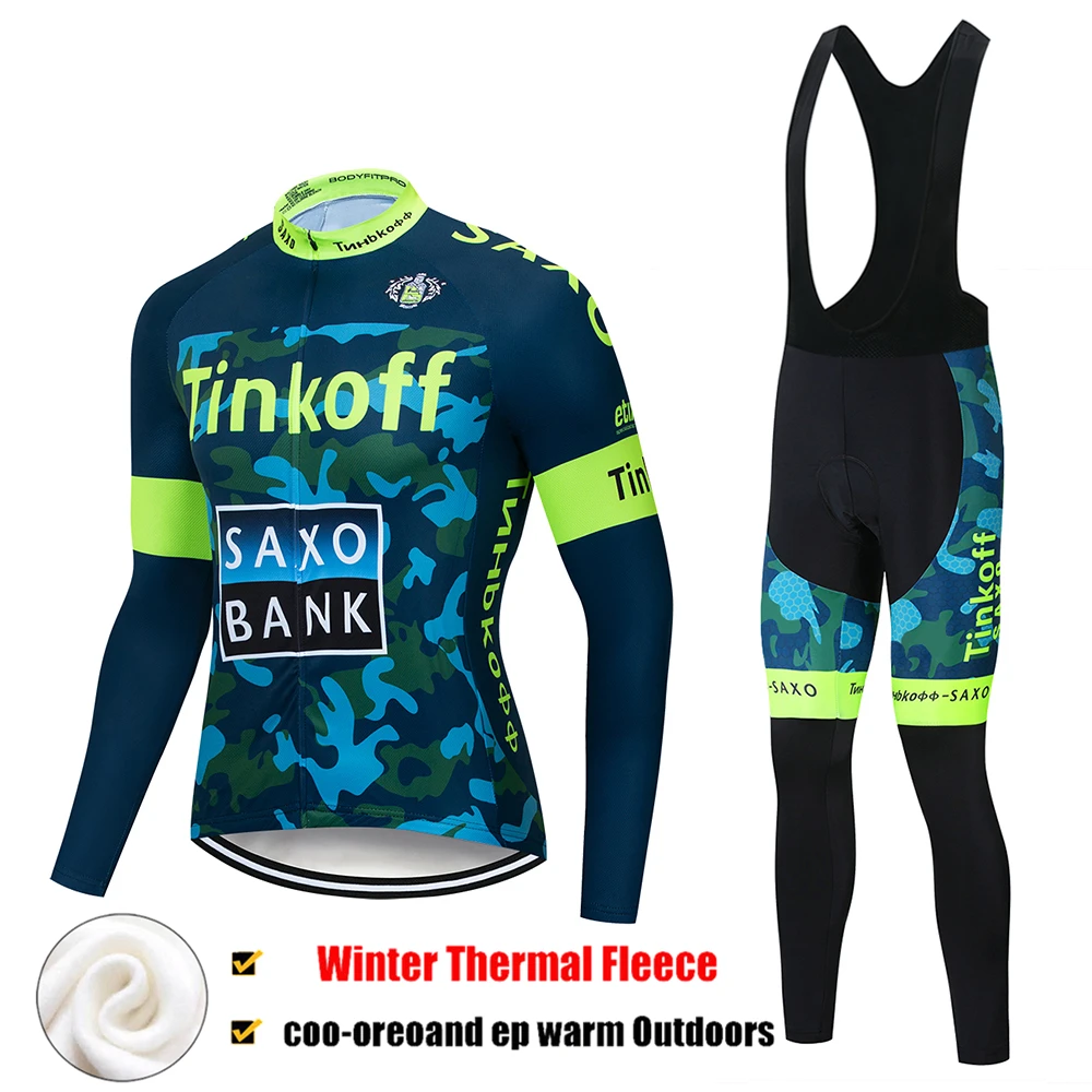 Новинка 2020 Зимняя Теплая Флисовая футболка Tinkoff для командного велоспорта