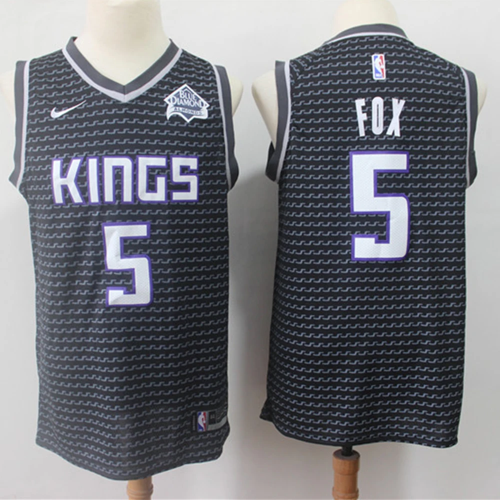 

NBA Sacramento Kings #5 DeAaron Fox Men's Basketball Jersey Vintage 2020 City Edition Swingman Jerseys Men's Stitched Jerseys