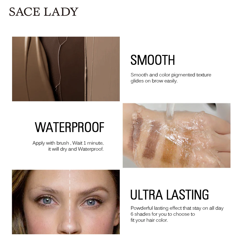 SACE LADY водонепроницаемые тени для бровей хна усилитель макияжа набор тентов