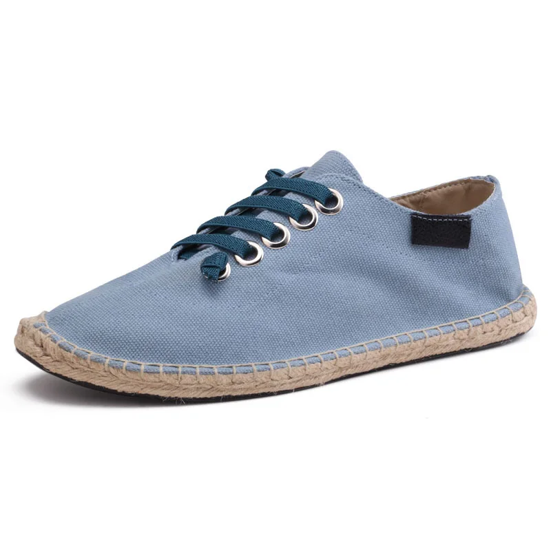 

Retro Canvas Shoes Men Flat Footwear Breathable Hemp Lazy Shoes Cool Young Man Casual Shoes Cloth Footwear Black Blue Beige