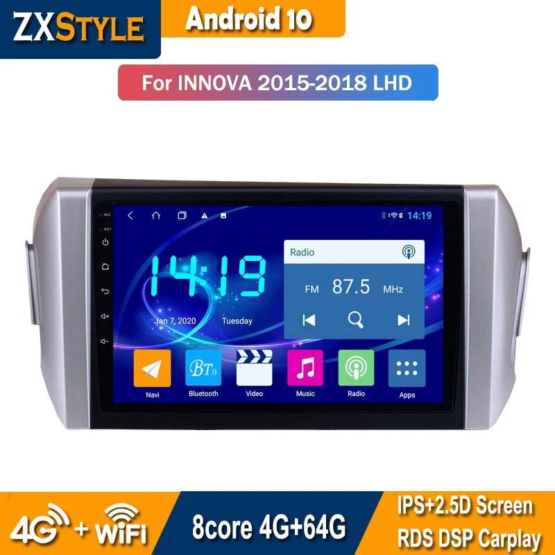 

4G+64G 9 INCH IPS Android 10 Car Dvd GPS Navigation For Toyota Innova 2015-2018 Radio RDS DSP Carplay Multimedia Player
