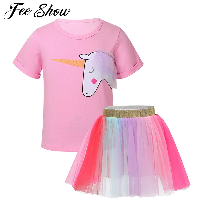 Комплект детской одежды с единорогом одежда для маленьких девочек летний костюм