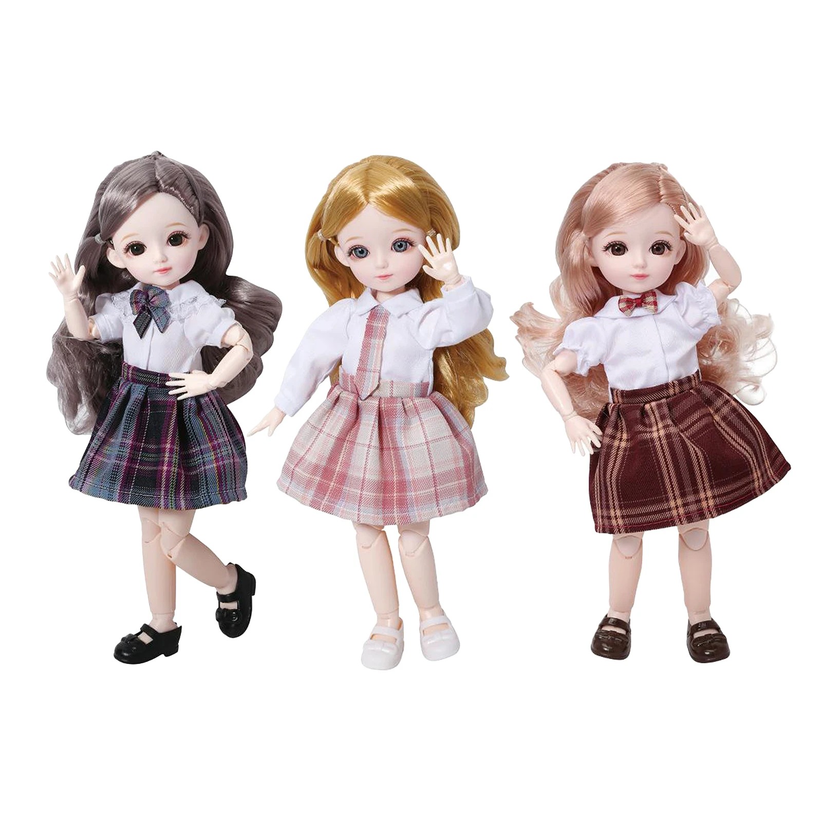 

12 Inch 23 Movable Joints BJD Doll 30cm 1/6 Makeup Dress Up Cute Long Hair Dolls with Fashion JK Uniform Skirt for Girls Toys