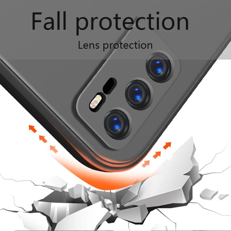 Прямой край сплошной цвет жидкий силиконовый чехол для телефона Huawei P30 P40 Pro Mate 20 30