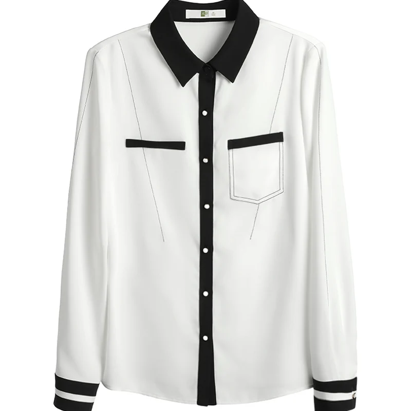 

Women's Shirt 2021 Spring and Autumn New Style White Fashionable Stylish Chiffon Top Loose Large Size Professional Long Sleeve