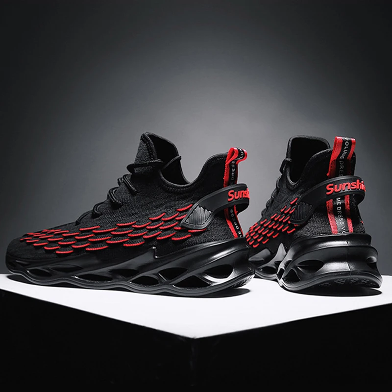 С чёрным лезвием спортивная обувь для мужчин Легкие и Дышащие Беговые