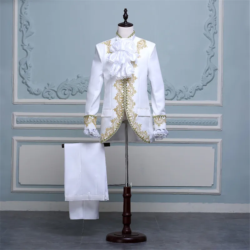 Мужской костюм для косплея выпускного банкета модный с золотой окантовкой в