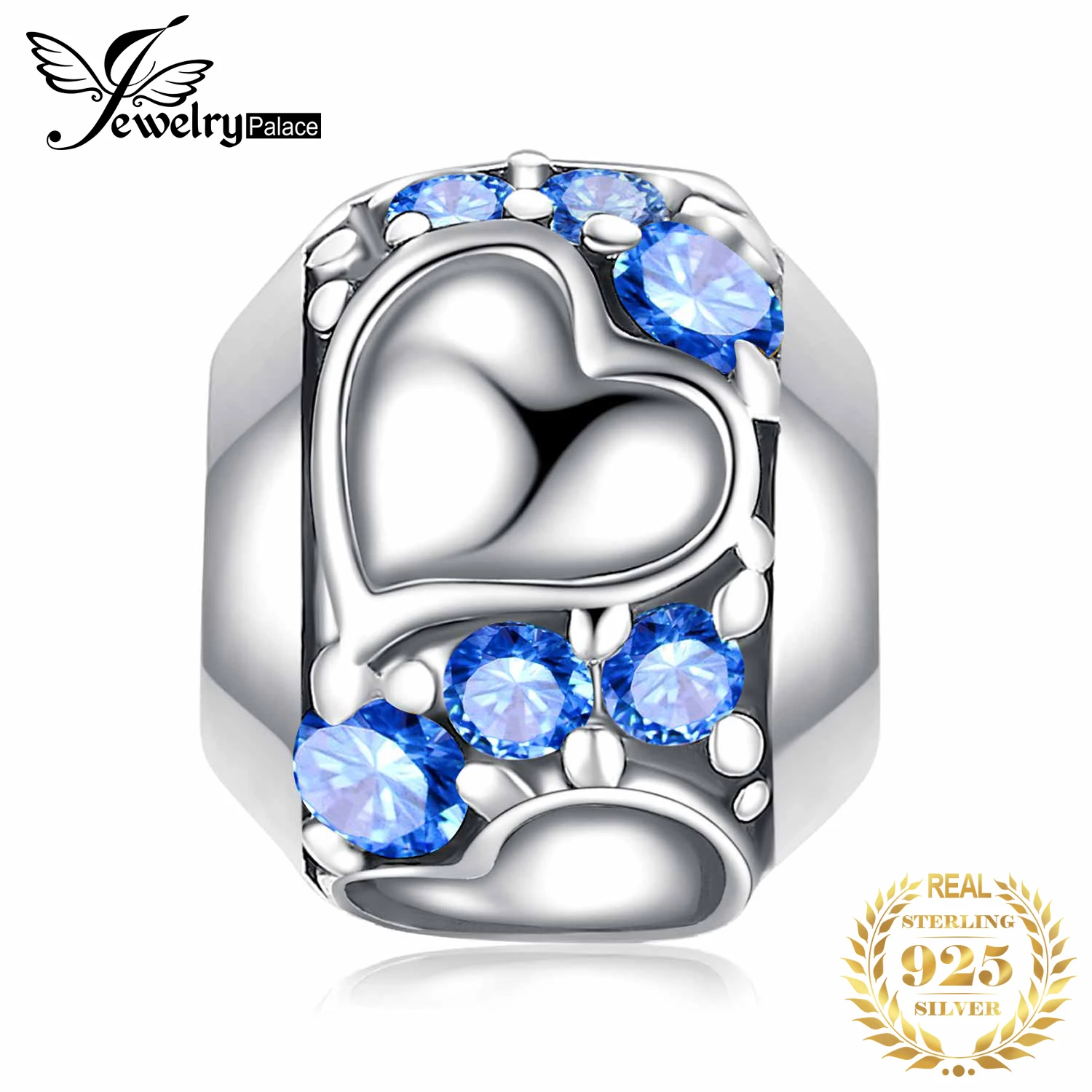 JewelryPalace верное сердце 0.4ct синий кубический цирконий 925 пробы Серебряный Шарм бусины Новинка года Лидер продаж красивые подарки