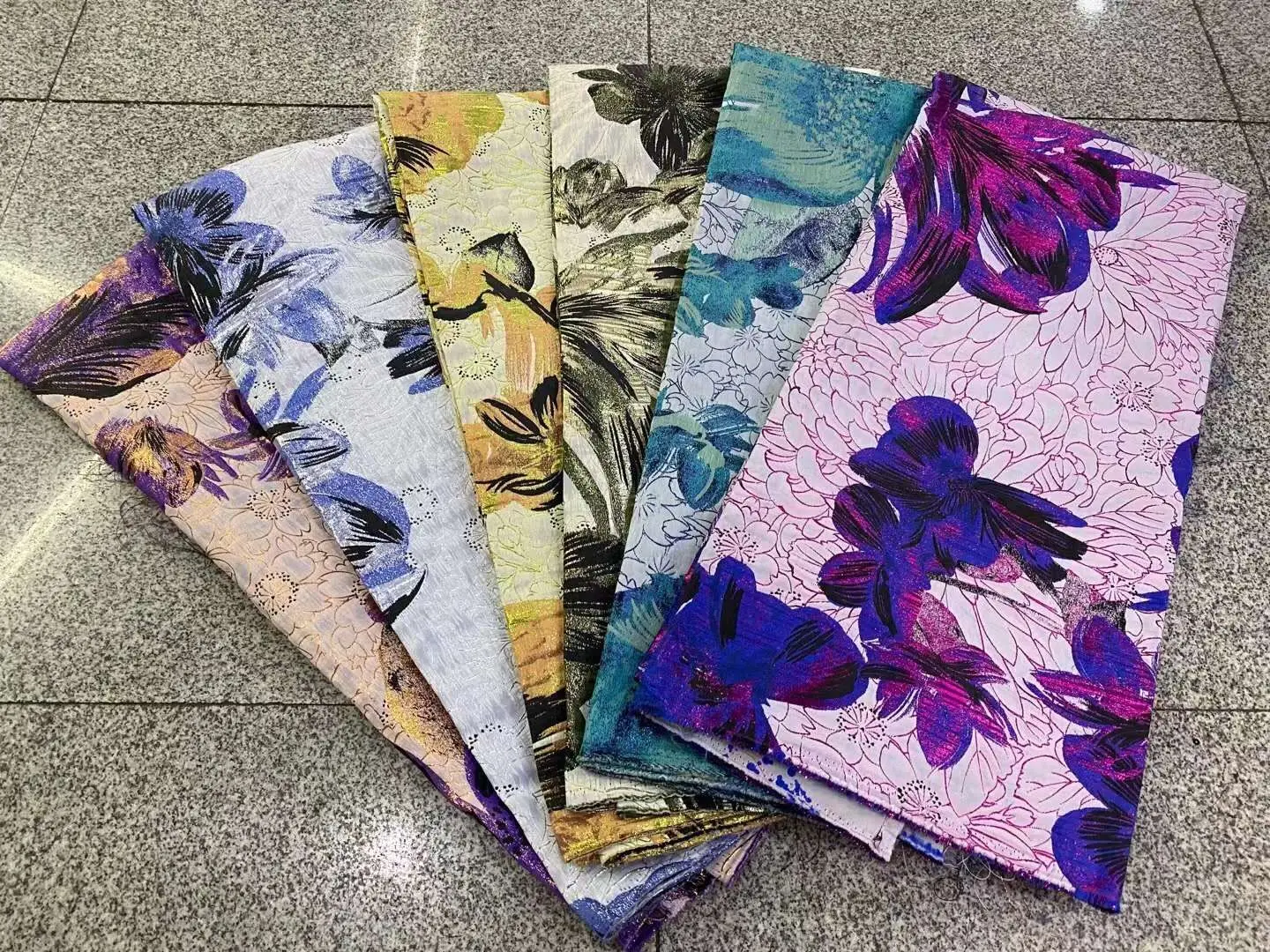 Высококачественная парчовая кружевная ткань 2021 3D блестки фиолетовая