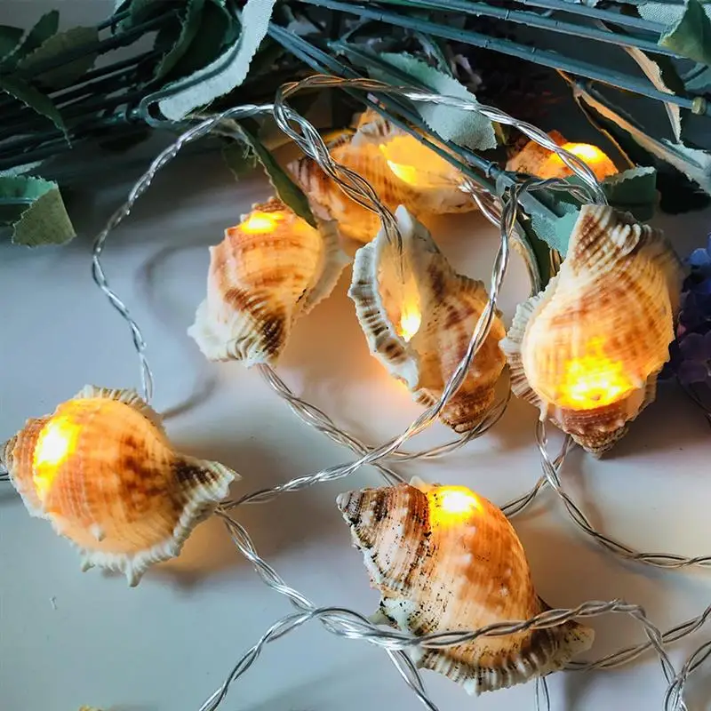 1.65m 10LED Conch String Lights Sea Shell LED Fairy Lamp Battery Operated Christmas Wedding Holiday Decor Lighting | Лампы и освещение