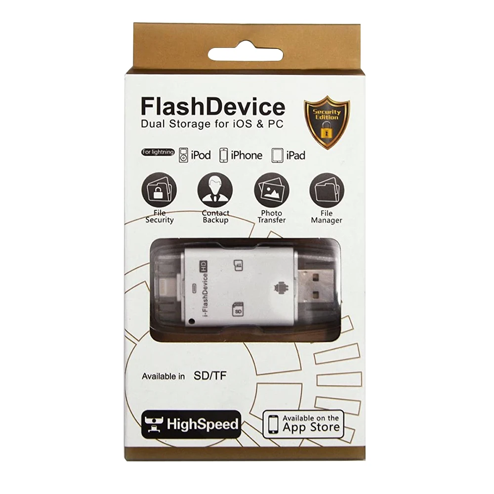 Устройство для чтения карт памяти USB Lightning OTG флеш накопитель microSD TF адаптер iPhone 5 6 7
