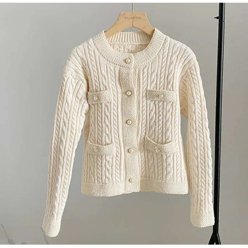 

Temperament solid color button knitted jacket women autumn and winter long-sleeved slim slimming warm knitted sweater