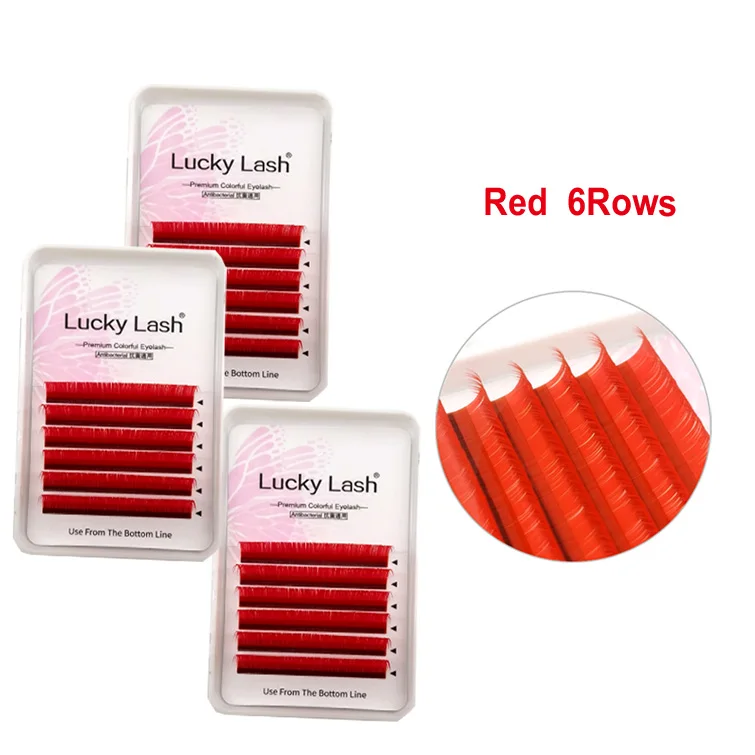 

6 Colors False Eyelash Extensions 0.10 C D Curl Natural 8-15 mm Long Rainbow Lashes Free Shipping