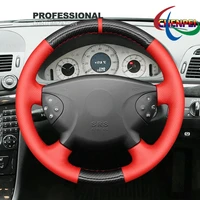 diy hand sewn carbon fiber leather car steering wheel cover for benz e class w211 g class w463 car interior accessories